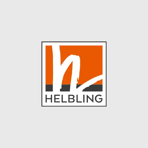 Het Helbling-logo, met een gestileerde witte 'h' op een oranje en zwarte achtergrond binnen een vierkant frame.
